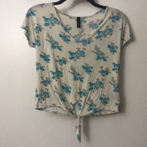 White shirt with blue flowers